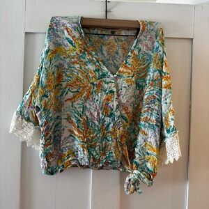 Flowy Boho Crochet Sleeve Top